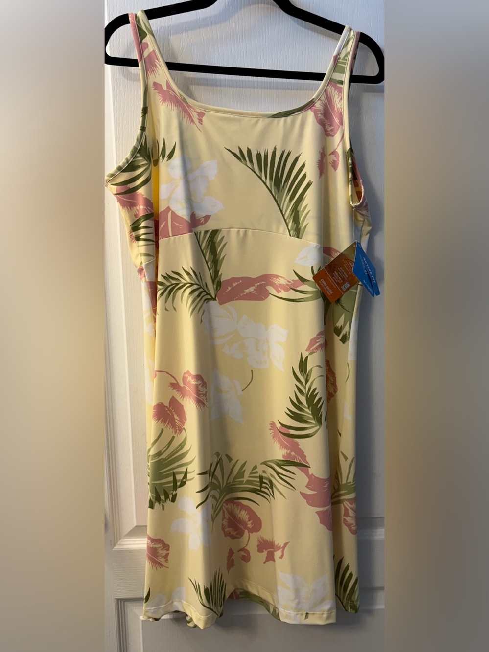 Columbia Yellow Tropical Maxi Dress with Pink & Green Floral Print XL Tall